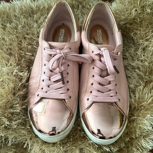 Michael Kors Women's Pink Metallic Toe Leather Sneakers